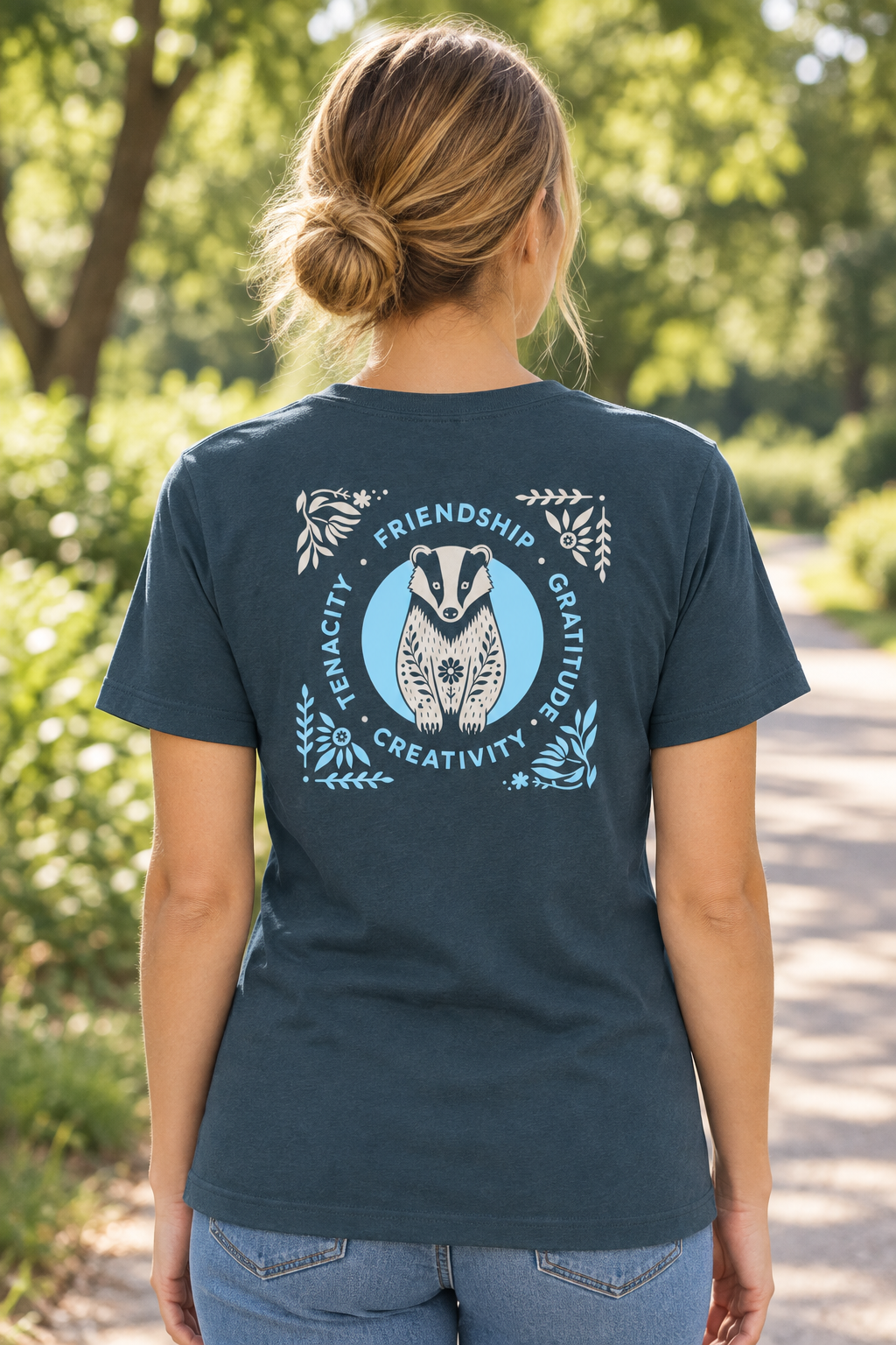 Back view of the badger qualities tee